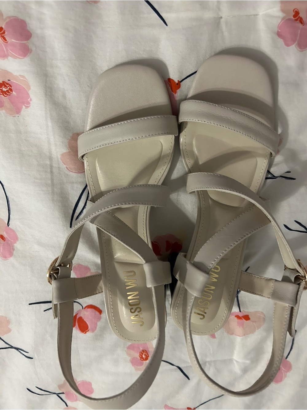 Jason Wu Cream Strappy Leather Sandals Size 8